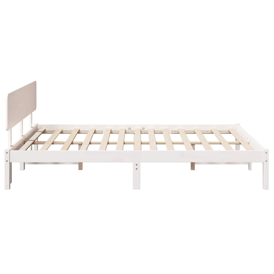 Bedframe met hoofdeinde Wit 140 x 200 cm Massief grenenhout