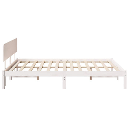 Bedframe met hoofdeinde Wit 140 x 200 cm Massief grenenhout