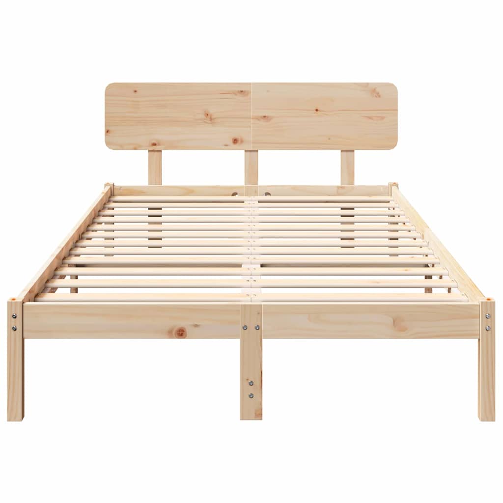 Bedframe met hoofdeinde Naturel 120 x 200 cm Massief grenenhout