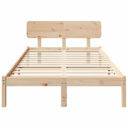 Bedframe met hoofdeinde Naturel 120 x 200 cm Massief grenenhout