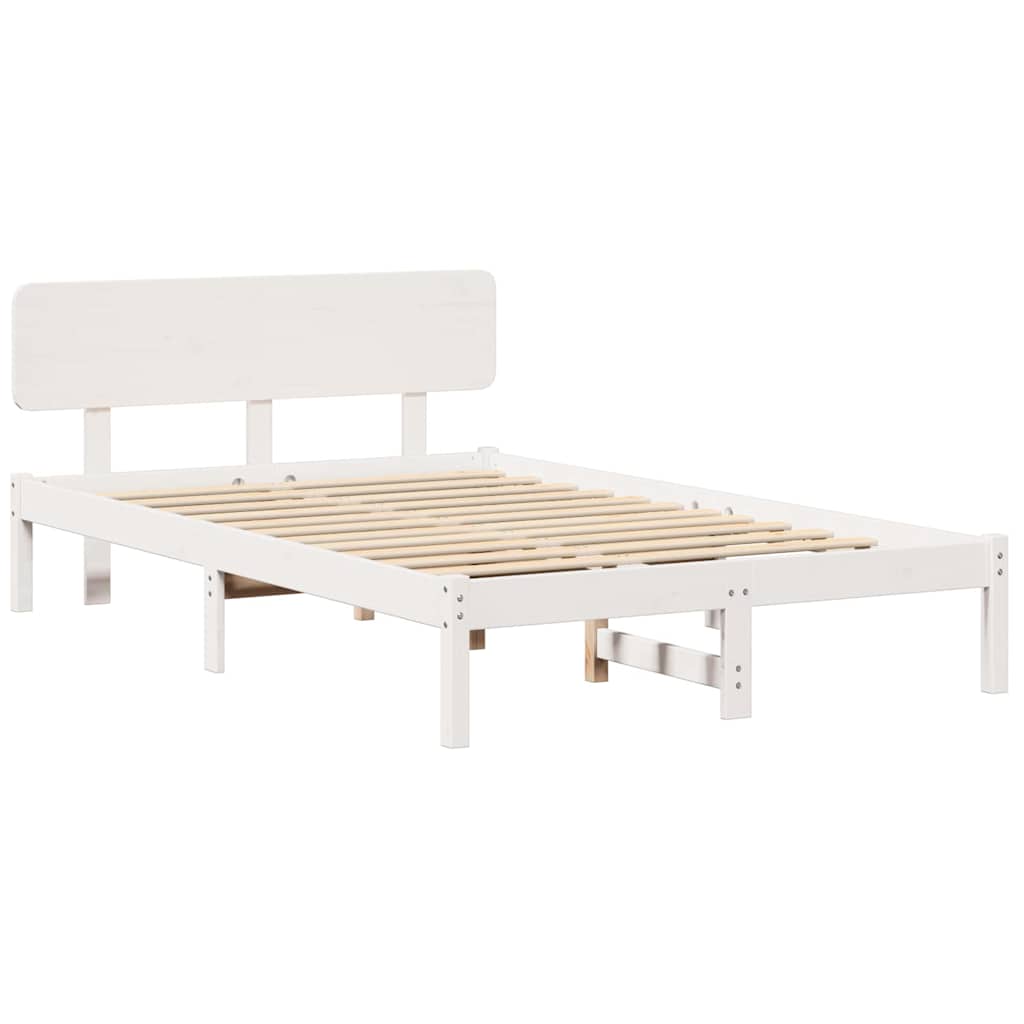 Bedframe met hoofdeinde Wit 120 x 200 cm Massief grenenhout