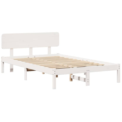 Bedframe met hoofdeinde Wit 120 x 200 cm Massief grenenhout