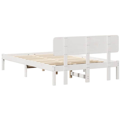 Bedframe met hoofdeinde Wit 120 x 200 cm Massief grenenhout