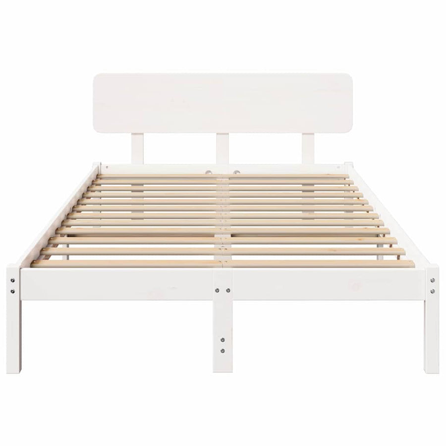 Bedframe met hoofdeinde Wit 120 x 200 cm Massief grenenhout