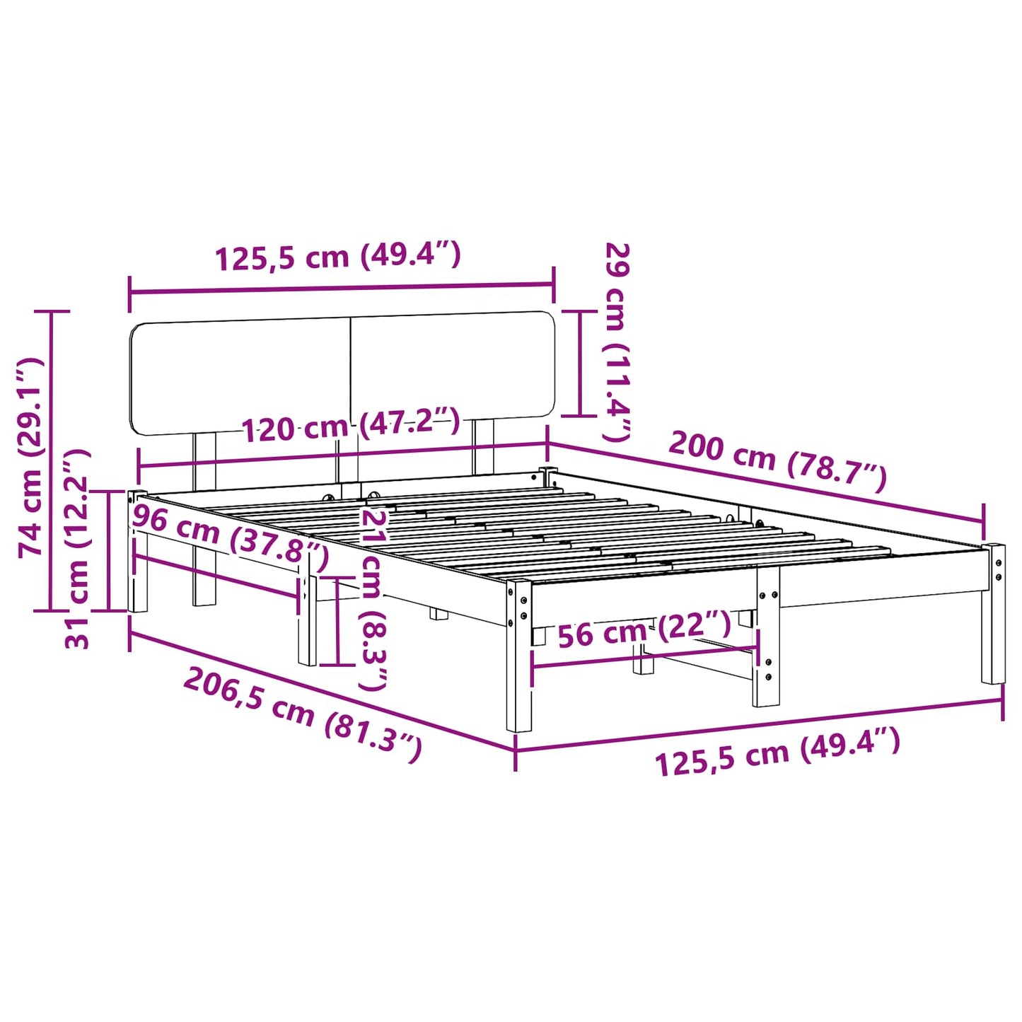Bedframe Wasbruin 120 x 200 cm Massief grenenhout