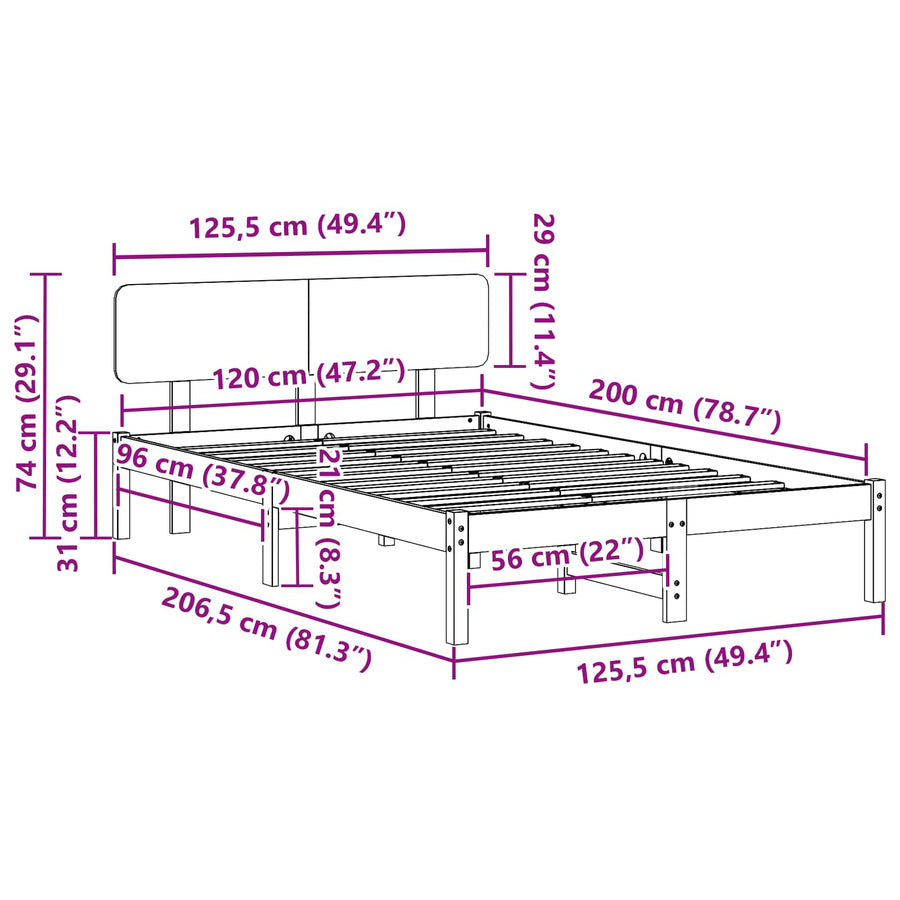 Bedframe Wasbruin 120 x 200 cm Massief grenenhout