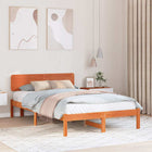 Bedframe 140x190 cm massief grenenhout wasbruin