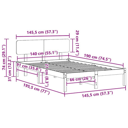 Bedframe Wasbruin 140 x 190 cm Massief grenenhout