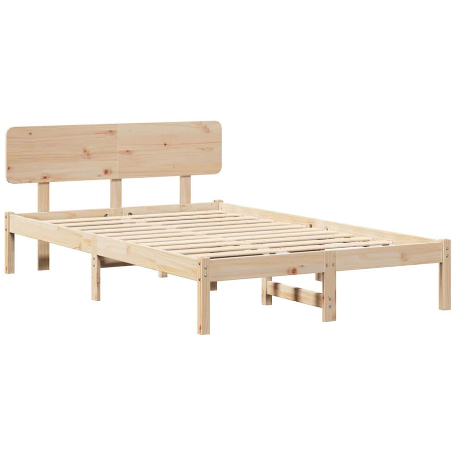 Bedframe met hoofdeinde Naturel 135 x 190 cm Massief grenenhout