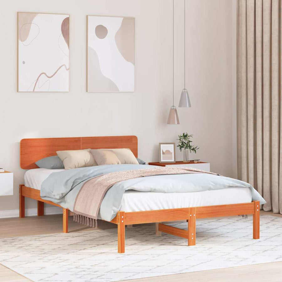 Bedframe Wasbruin 135 x 190 cm Massief grenenhout