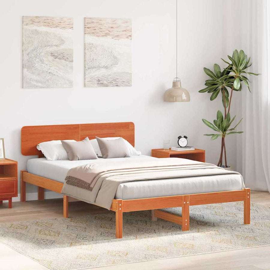 Bedframe Wasbruin 135 x 190 cm Massief grenenhout