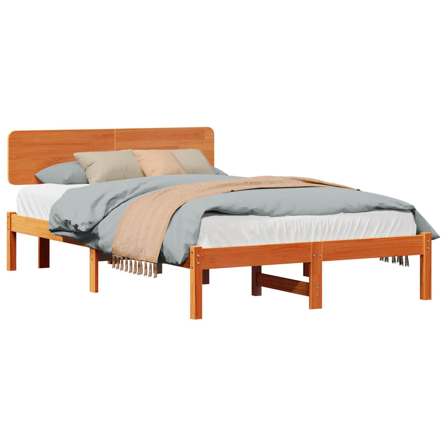 Bedframe Wasbruin 135 x 190 cm Massief grenenhout