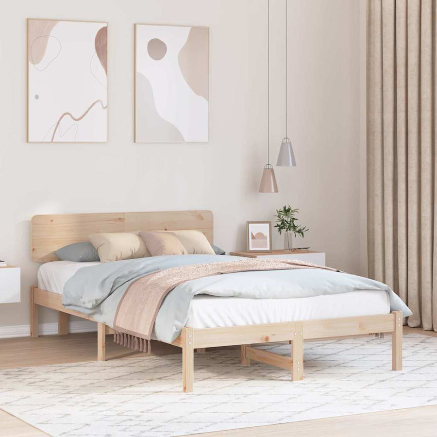 Bedframe met hoofdeinde Naturel 120 x 190 cm Massief grenenhout
