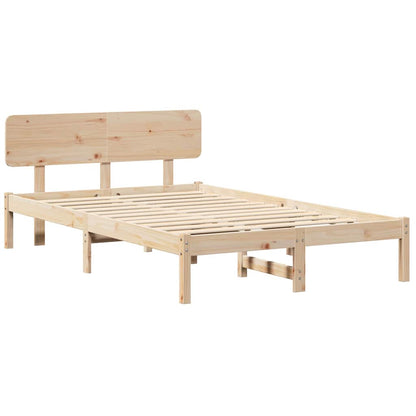 Bedframe met hoofdeinde Naturel 120 x 190 cm Massief grenenhout