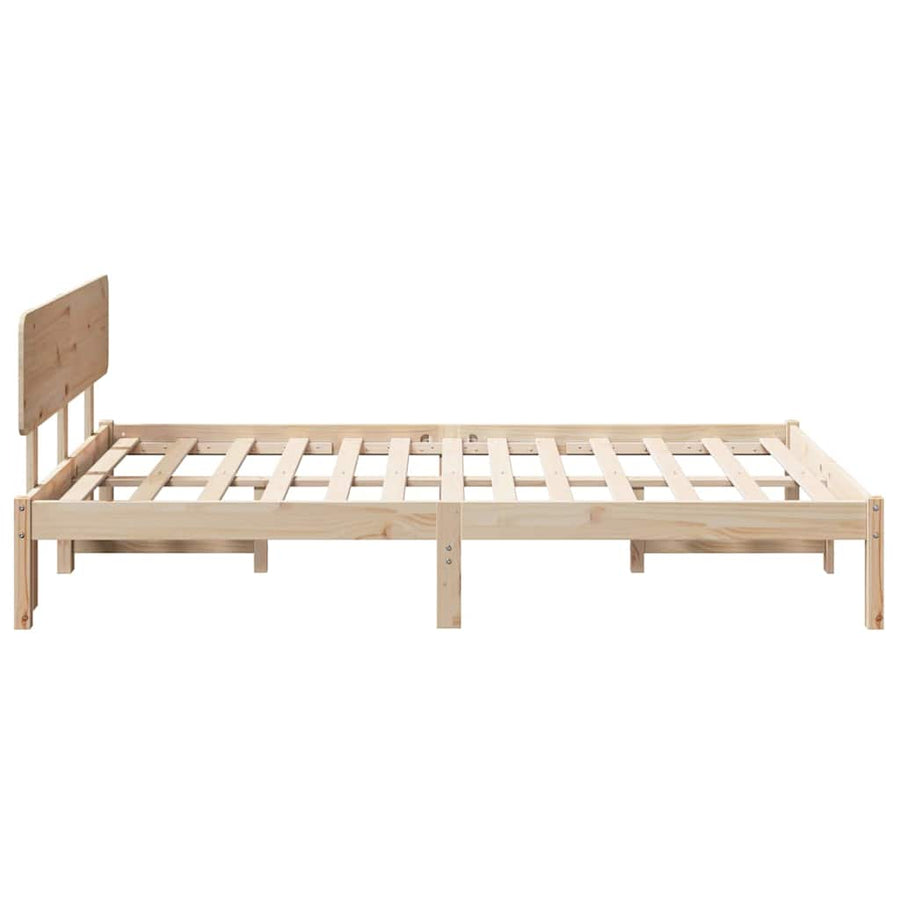 Bedframe met hoofdeinde Naturel 120 x 190 cm Massief grenenhout