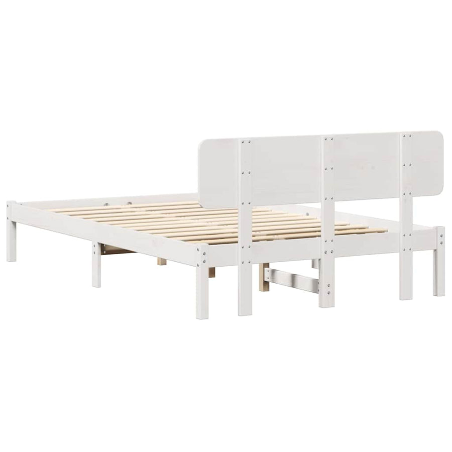Bedframe met hoofdeinde Wit 120 x 190 cm Massief grenenhout