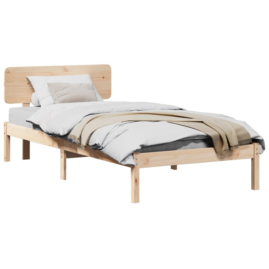 Bedframe met hoofdeinde Naturel 100 x 200 cm Massief grenenhout
