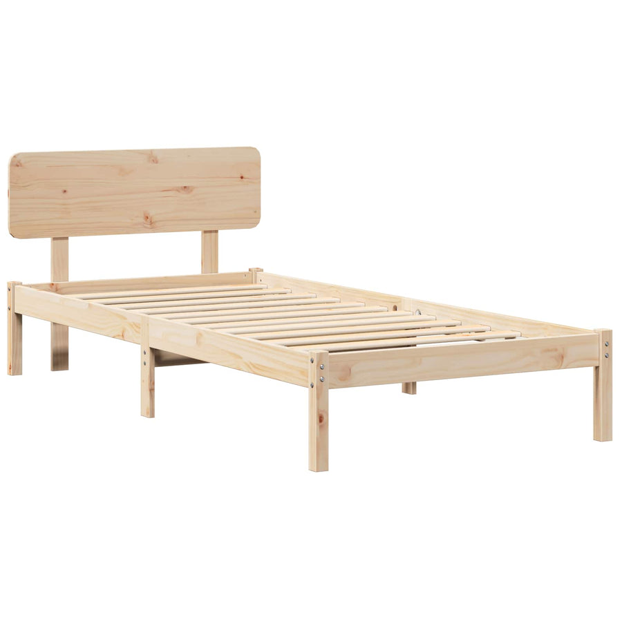 Bedframe met hoofdeinde Naturel 100 x 200 cm Massief grenenhout