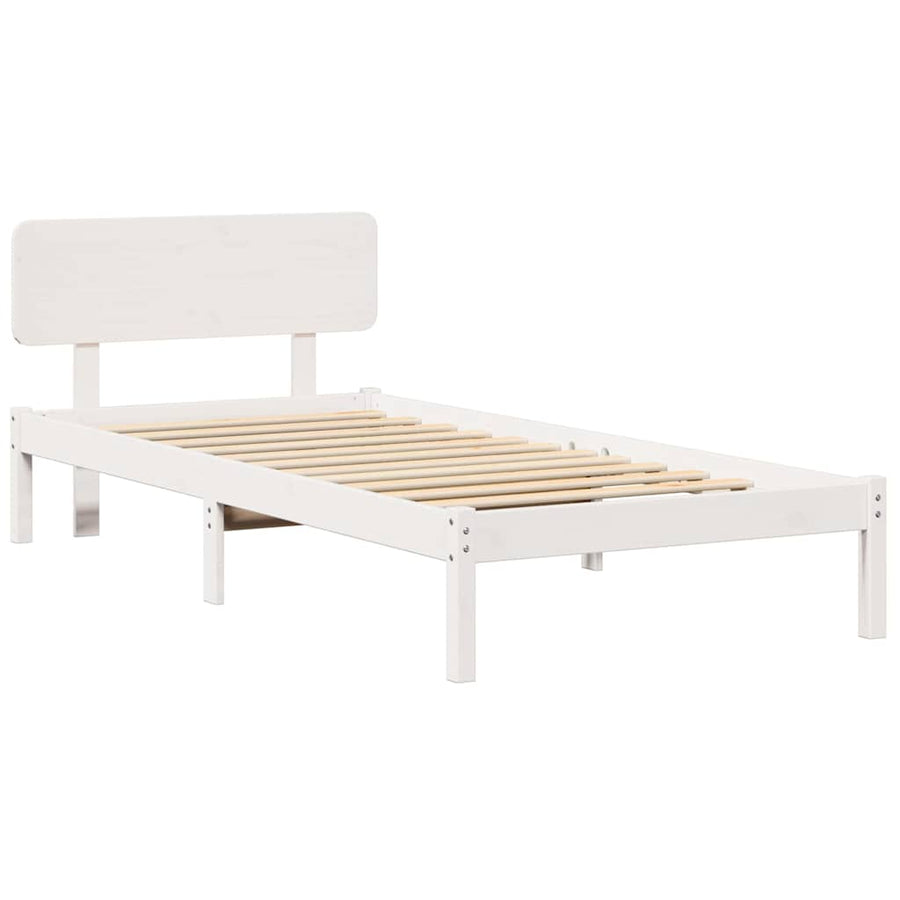 Bedframe met hoofdeinde Wit 100 x 200 cm Massief grenenhout