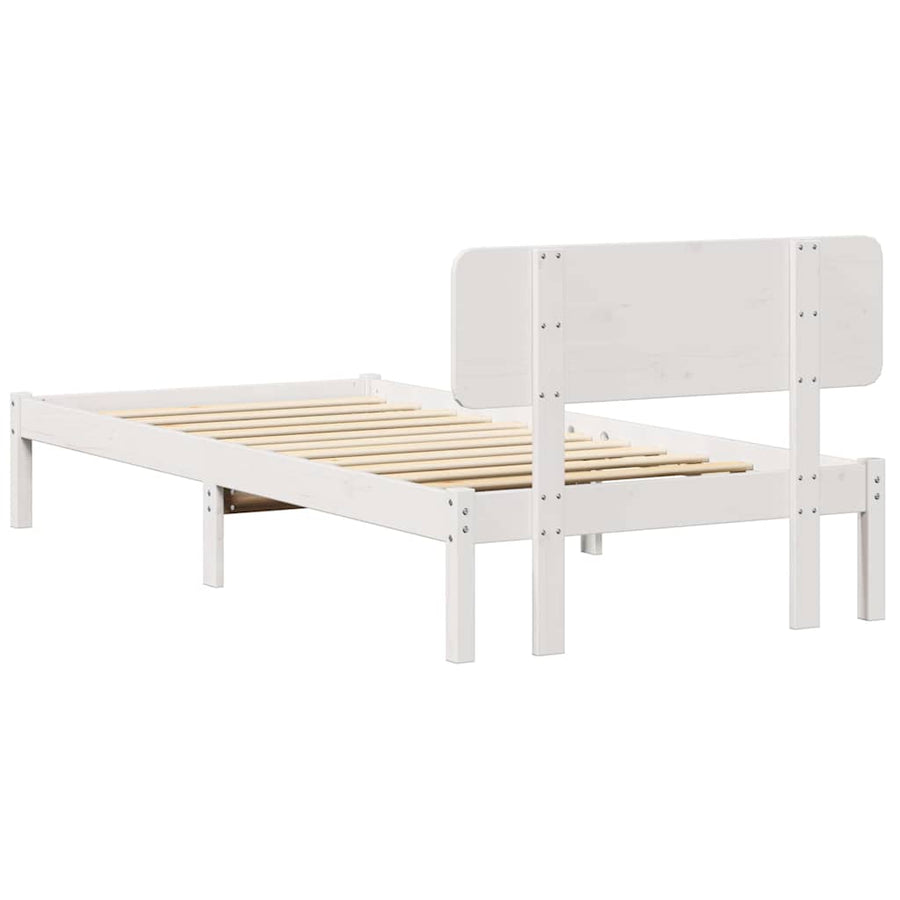 Bedframe met hoofdeinde Wit 100 x 200 cm Massief grenenhout