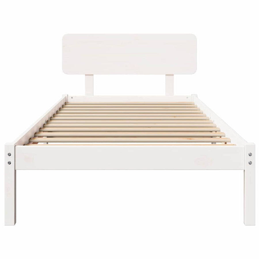 Bedframe met hoofdeinde Wit 100 x 200 cm Massief grenenhout