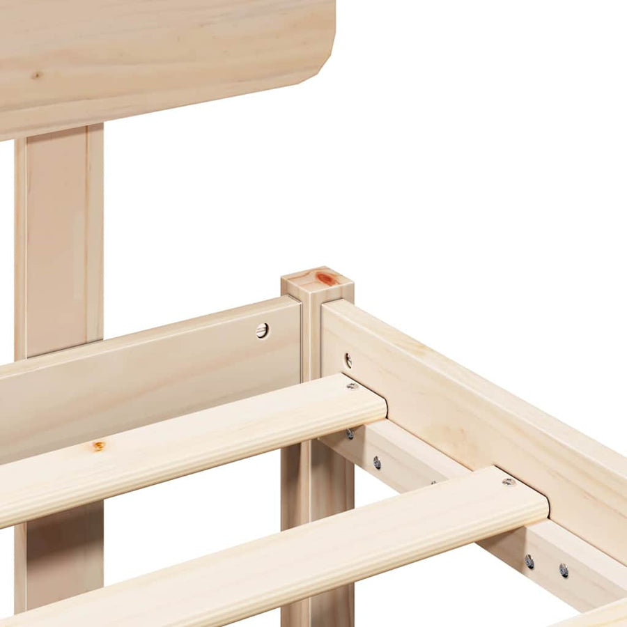 Bedframe met hoofdeinde Naturel 90 x 200 cm Massief grenenhout