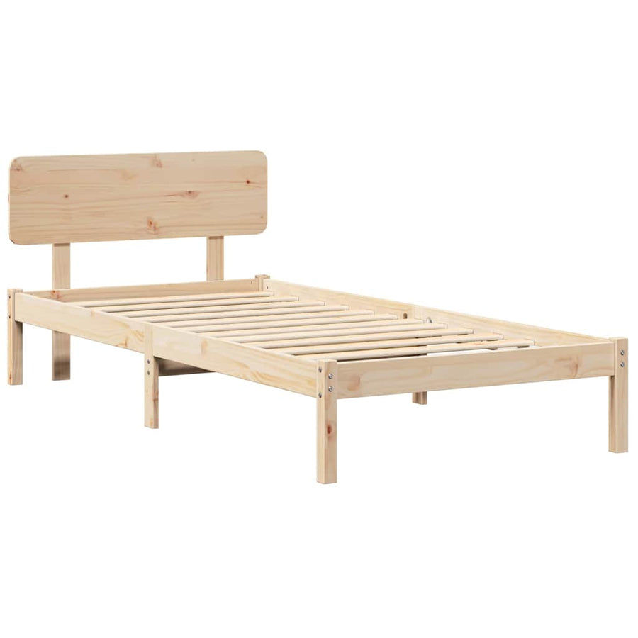 Bedframe met hoofdeinde Naturel 90 x 200 cm Massief grenenhout