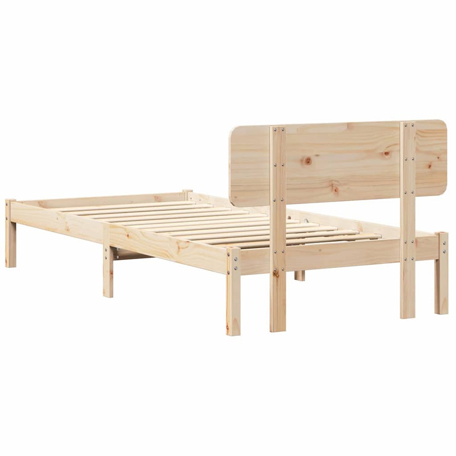 Bedframe met hoofdeinde Naturel 90 x 200 cm Massief grenenhout