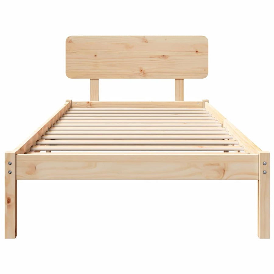 Bedframe met hoofdeinde Naturel 90 x 200 cm Massief grenenhout