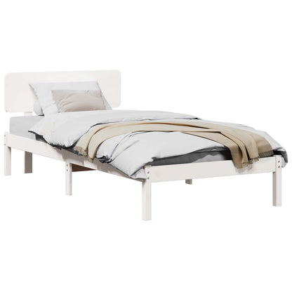 Bedframe met hoofdeinde Wit 90 x 200 cm Massief grenenhout