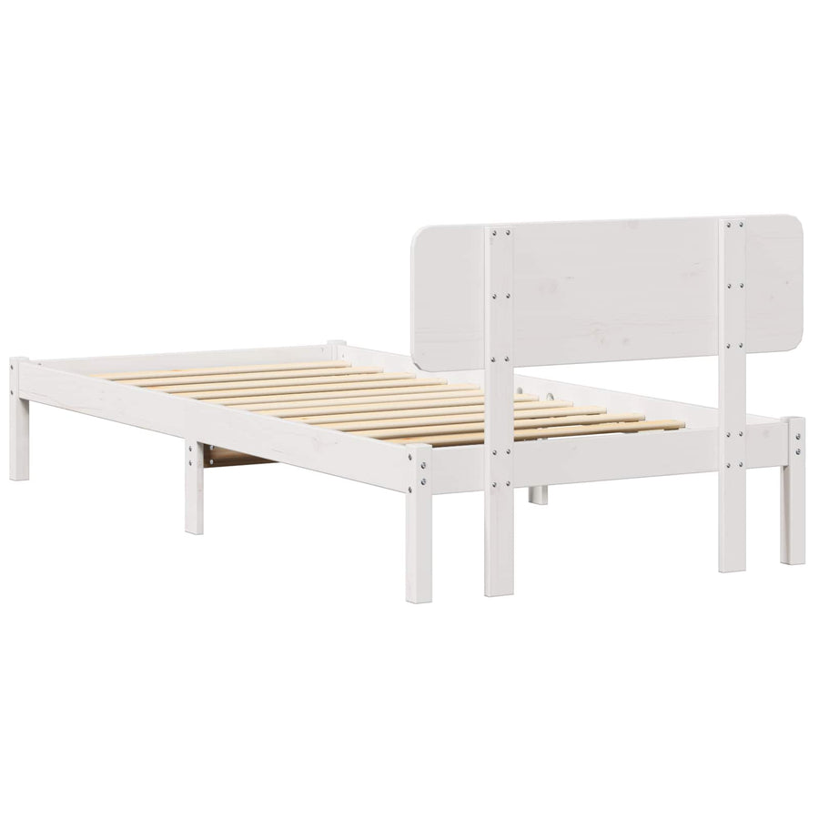 Bedframe met hoofdeinde Wit 90 x 200 cm Massief grenenhout
