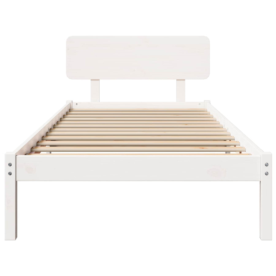 Bedframe met hoofdeinde Wit 90 x 200 cm Massief grenenhout