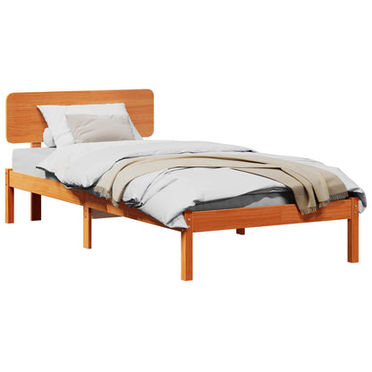Bedframe met hoofdeinde Wasbruin 90 x 200 cm Massief grenenhout
