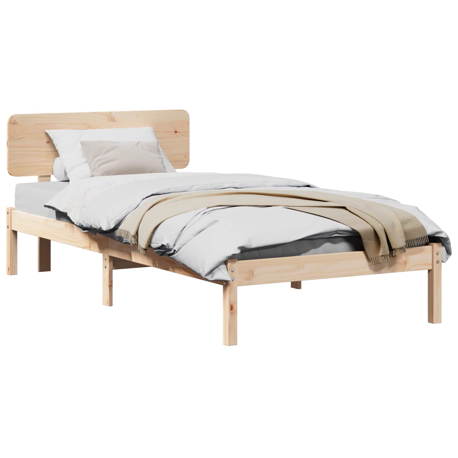 Bedframe met hoofdeinde Naturel 80 x 200 cm Massief grenenhout