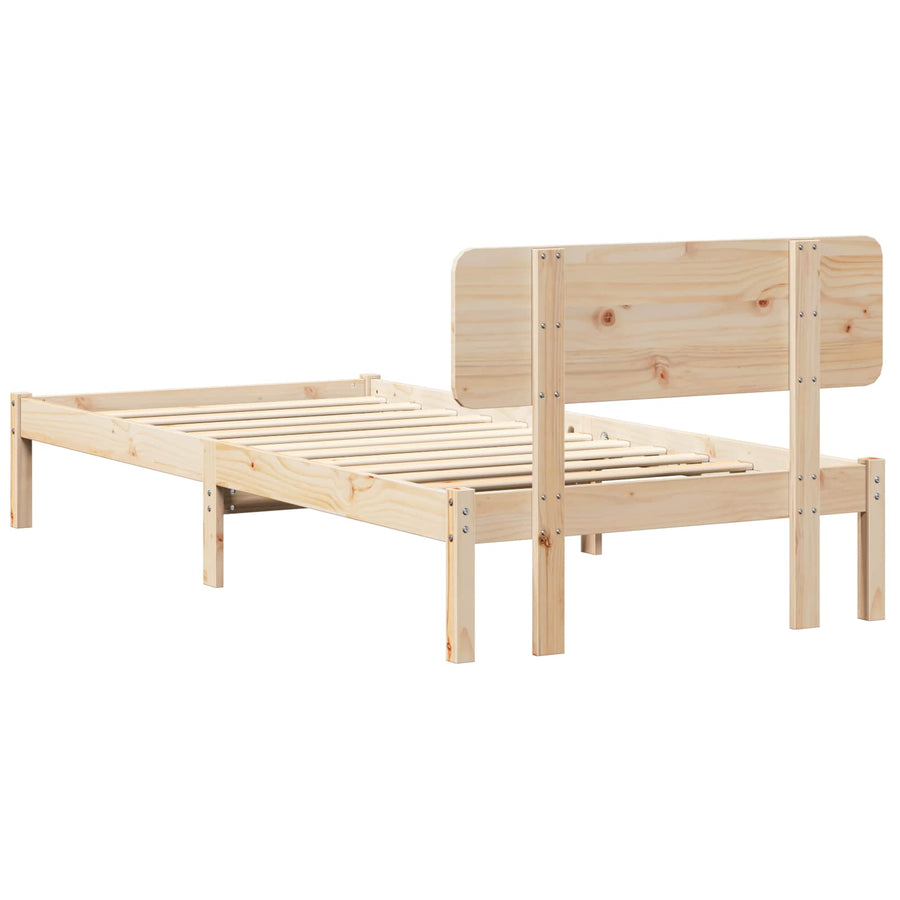 Bedframe met hoofdeinde Naturel 80 x 200 cm Massief grenenhout