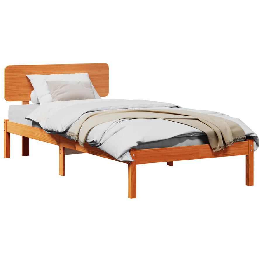 Bedframe met hoofdeinde Wasbruin 80 x 200 cm Massief grenenhout