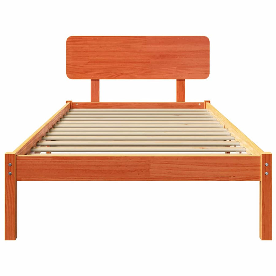 Bedframe met hoofdeinde Wasbruin 80 x 200 cm Massief grenenhout