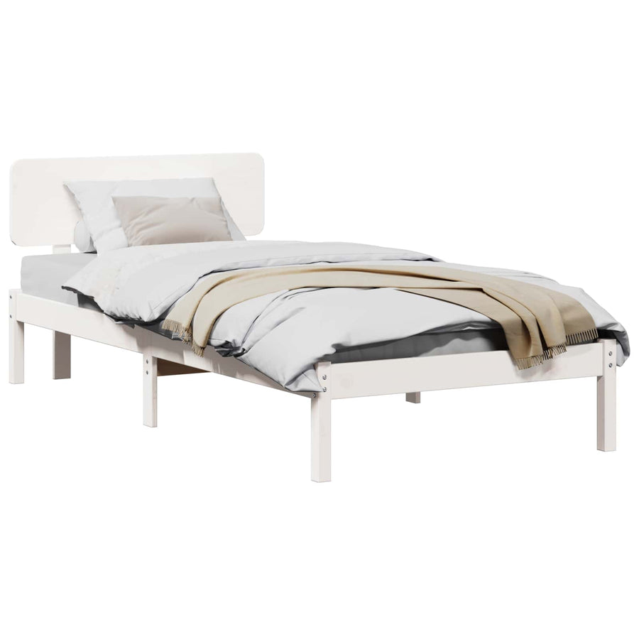 Bedframe met hoofdeinde Wit 90 x 190 cm Massief grenenhout