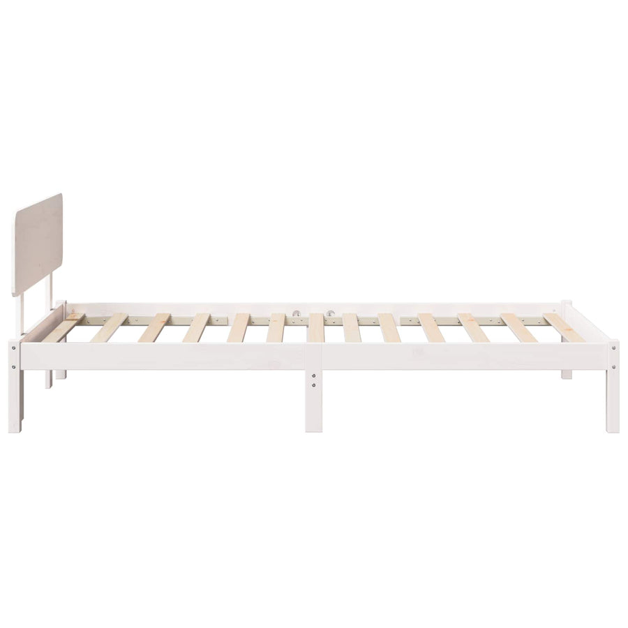 Bedframe met hoofdeinde Wit 90 x 190 cm Massief grenenhout