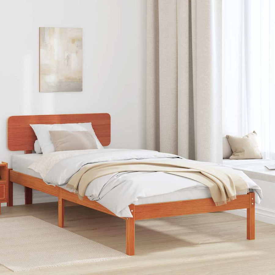 Bedframe met hoofdeinde Wasbruin 90 x 190 cm Massief grenenhout