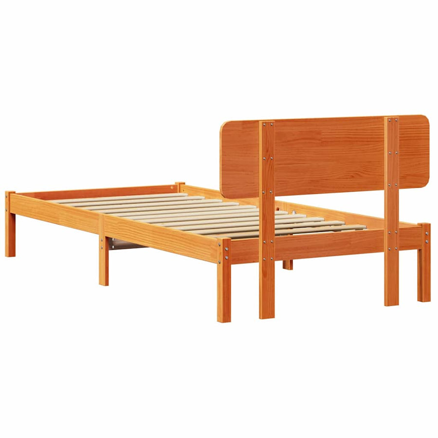 Bedframe met hoofdeinde Wasbruin 90 x 190 cm Massief grenenhout