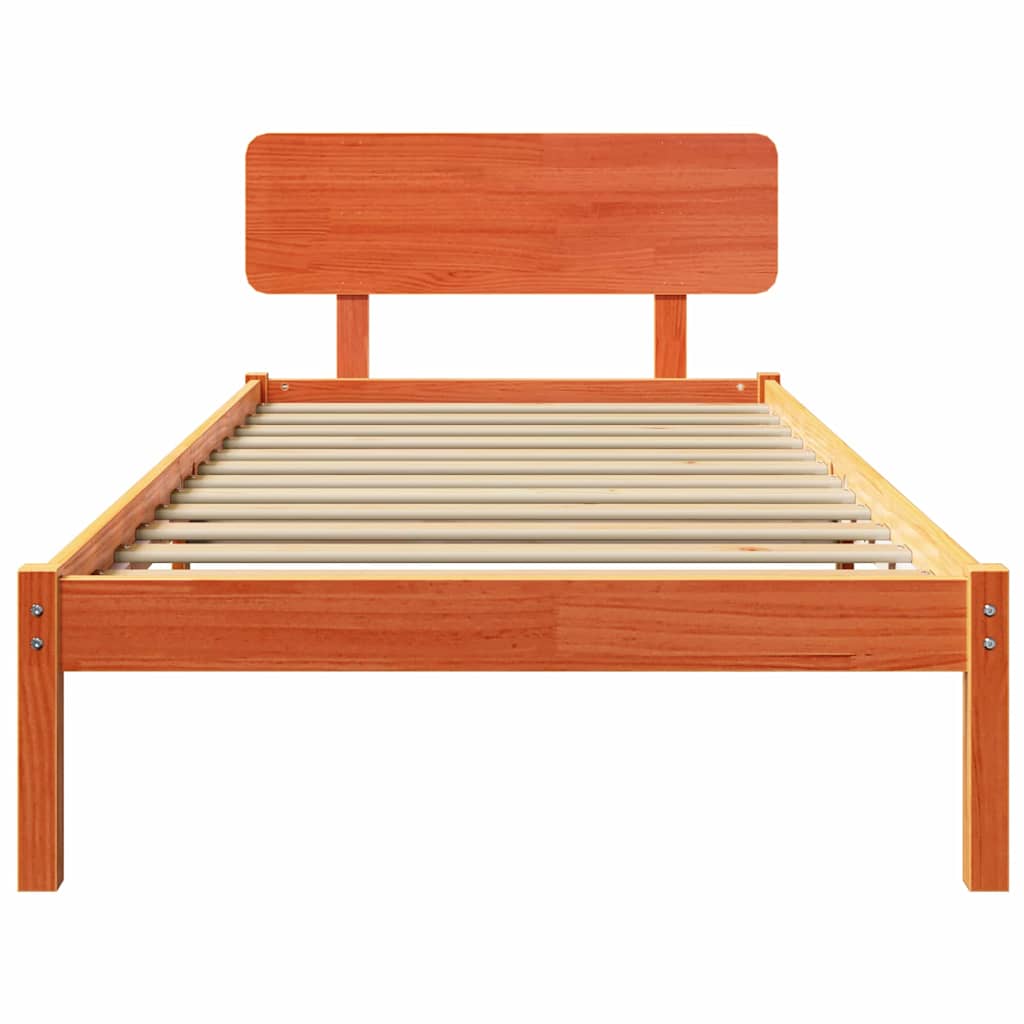 Bedframe met hoofdeinde Wasbruin 90 x 190 cm Massief grenenhout