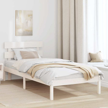 Bedframe met hoofdbord Wit 90x190 cm Massief grenenhout