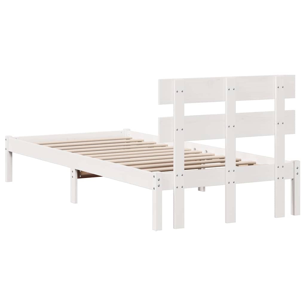 Bedframe met hoofdbord Wit 90x190 cm Massief grenenhout