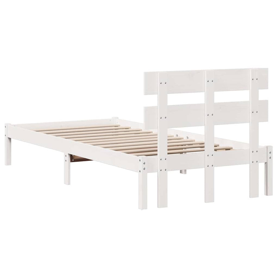 Bedframe met hoofdbord Wit 90x190 cm Massief grenenhout