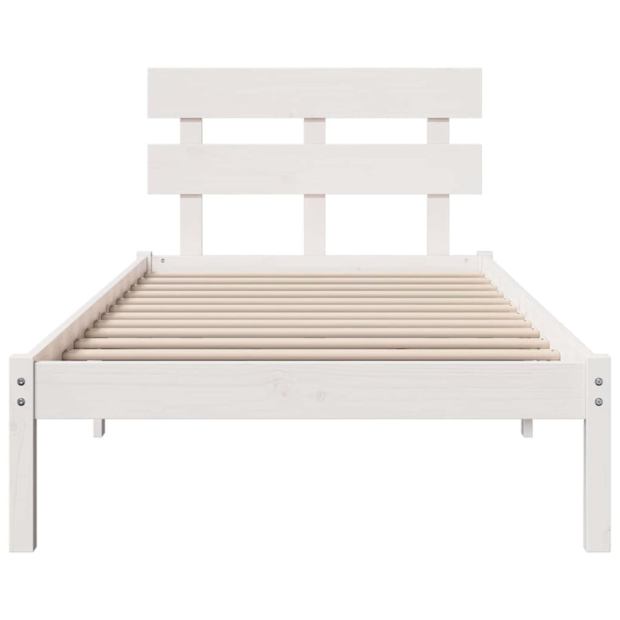 Bedframe met hoofdbord Wit 90x190 cm Massief grenenhout