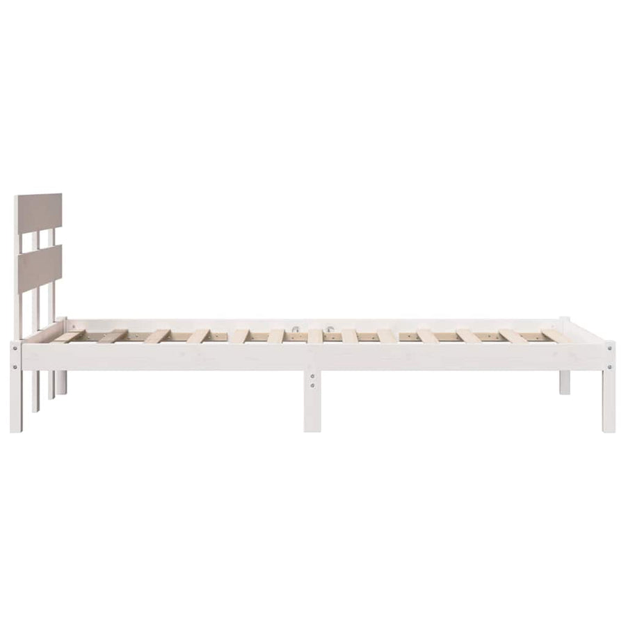 Bedframe met hoofdbord Wit 90x190 cm Massief grenenhout