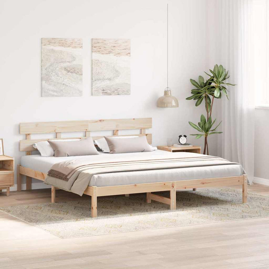 Bedframe met hoofdeinde Bruin 180 x 200 cm Massief grenenhout