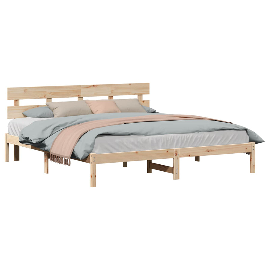 Bedframe met hoofdeinde Bruin 180 x 200 cm Massief grenenhout