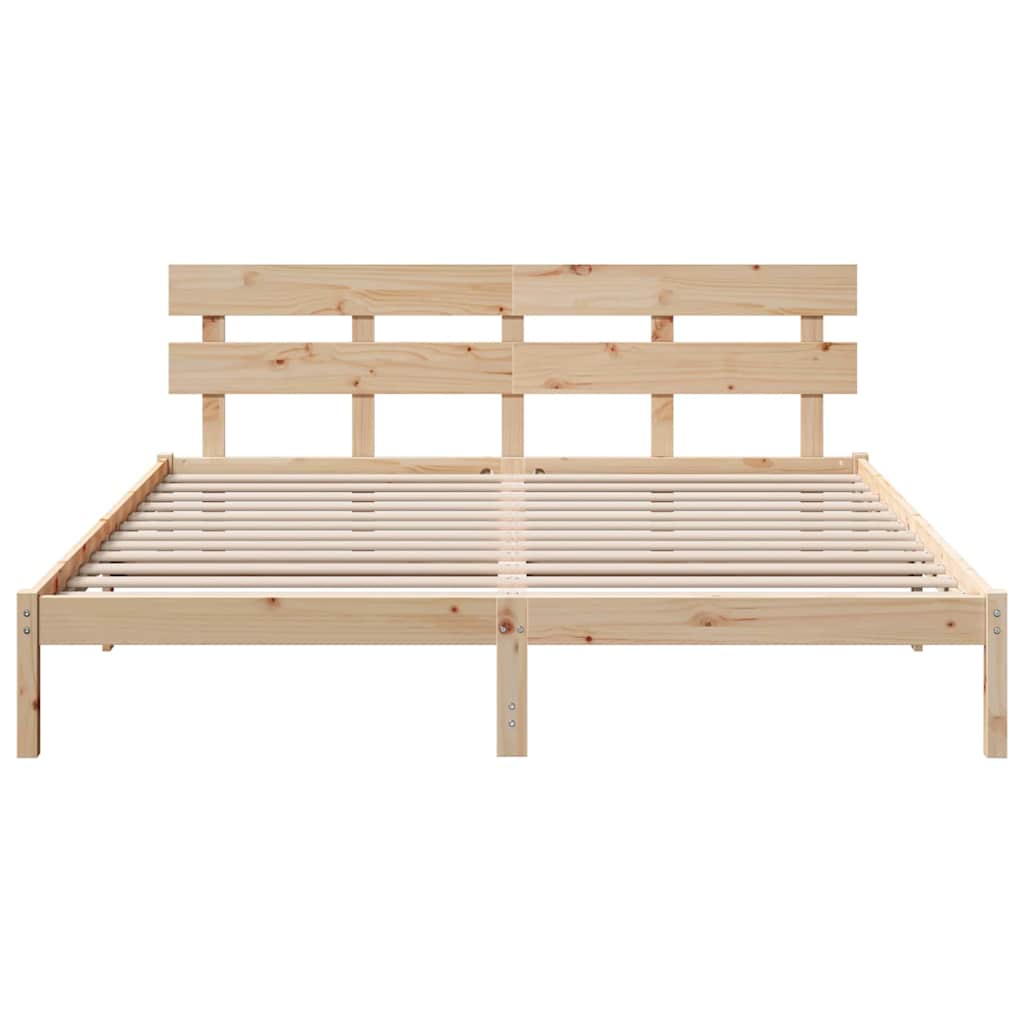 Bedframe met hoofdeinde Bruin 180 x 200 cm Massief grenenhout